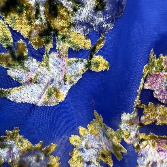 Free People Beautiful Blooms Mini Dress Sz Med Royal Blue Velvet Burnout Floral - Picture 14 of 16